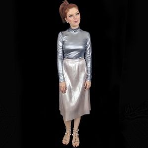 Metallic long sleeve crop top